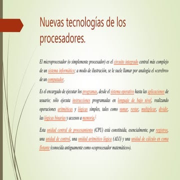 Nuevas tecnologías de los procesadores