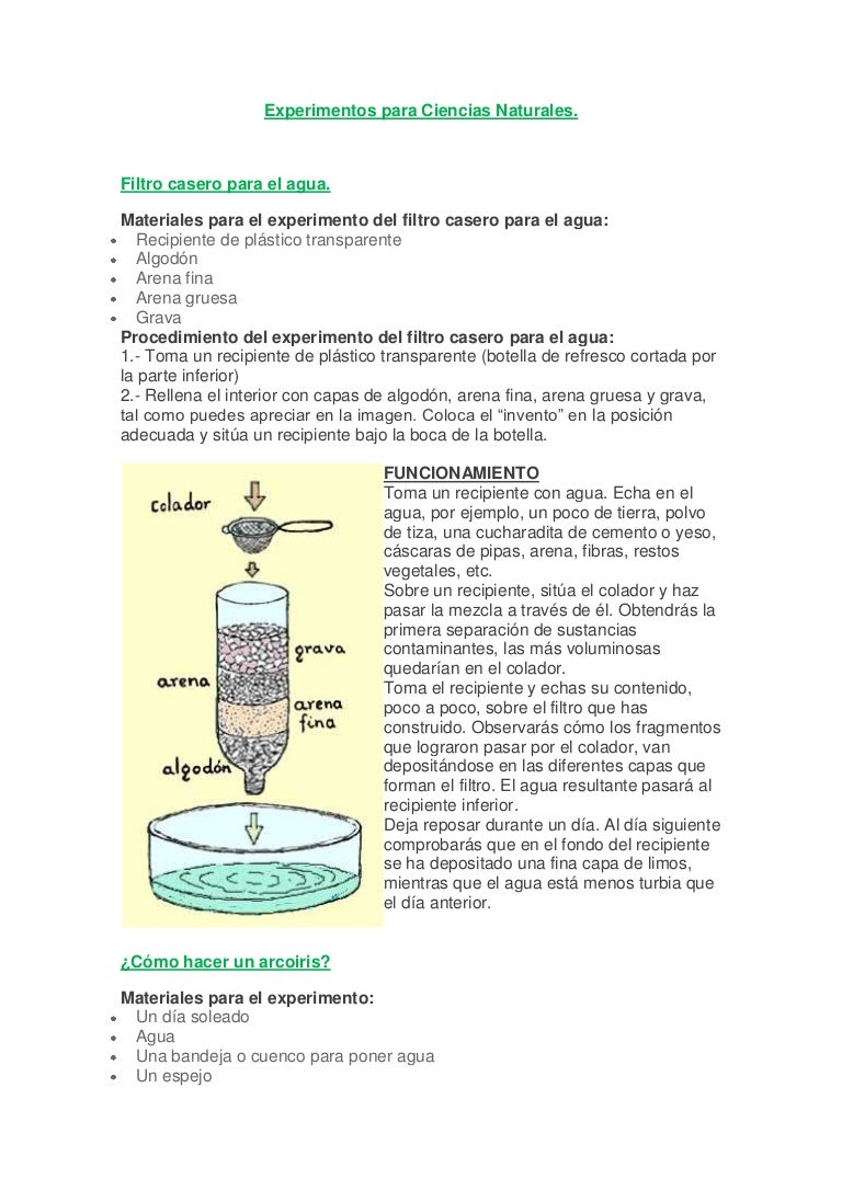 Experimentos para Ciencias Naturales.