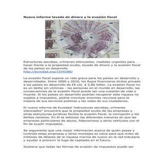 Nuevo informe lavado de dinero y la...