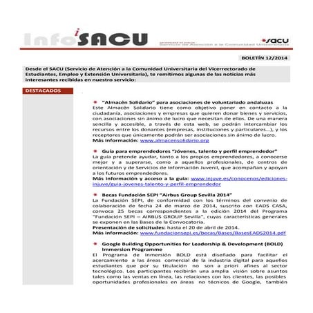 InfoSACU 27 Marzo 2014