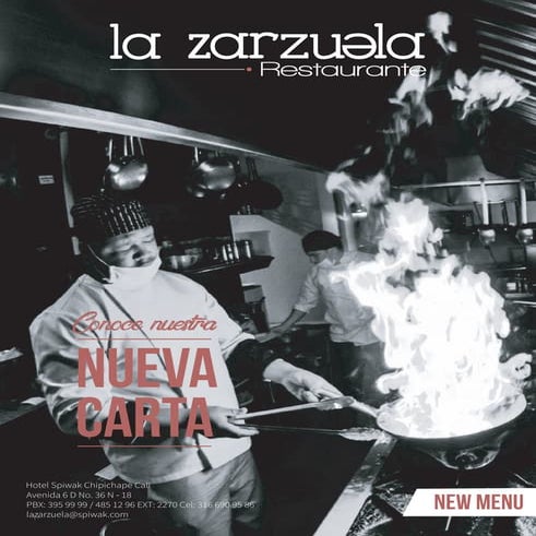 Menú Restaurante La Zarzuela Spiwak