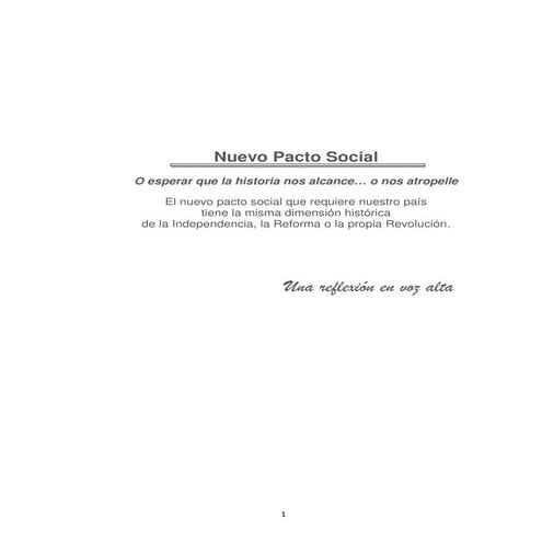 NUEVO PACTO SOCIAL (UNA NECESIDAD IMPOSTERGABLE)