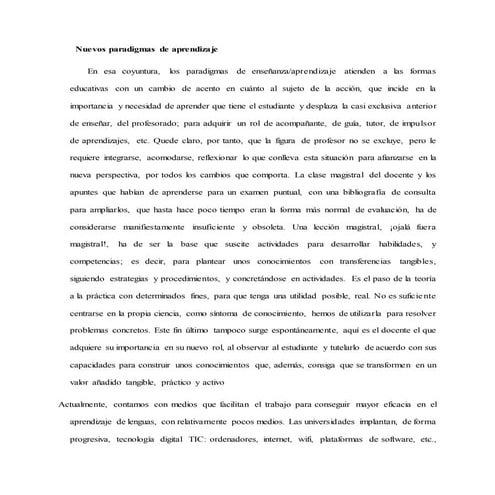 Nuevos paradigmas de aprendizaje