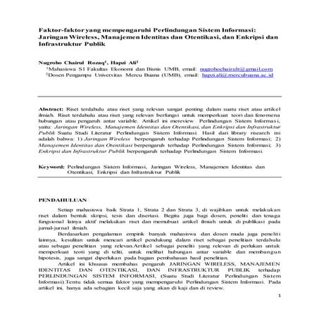 Nugroho Chairul R., Hapzi Ali, Faktor-faktor yang mempengaruhi Perlindungan S...