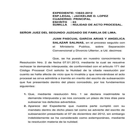 Nulidad de acto procesal