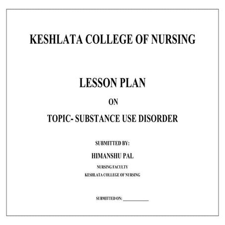 Lesson plan on substance abuse disorders