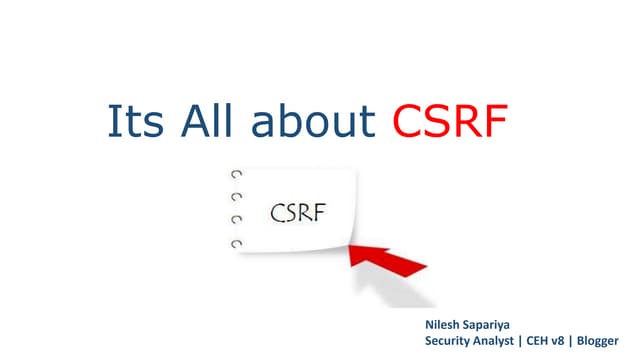 Its all about CSRF - null Mumbai Meet 10 January 2015 Null/OWASP Chapter 