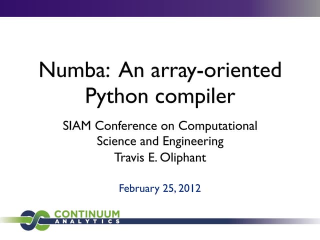 Numba: Array-oriented Python Compiler for NumPy | PDF | Programming ...