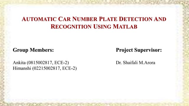 Automatic Car Number Plate Detection and Recognition using MATLAB