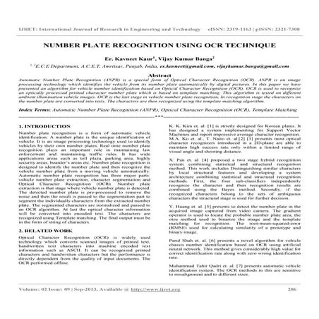 Number plate recognition using ocr technique