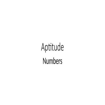 NUMBERS in mathematics basically focusing on aptitudes