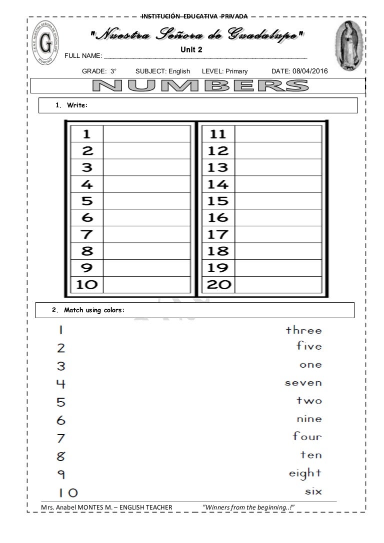 numbers 1 20