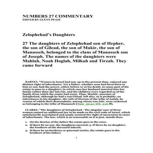 Numbers 27 commentary