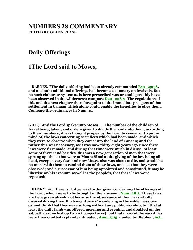 Numbers 28 Commentary