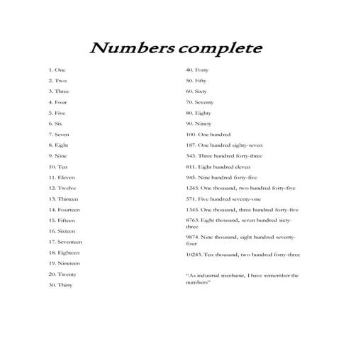 Numbers | DOCX