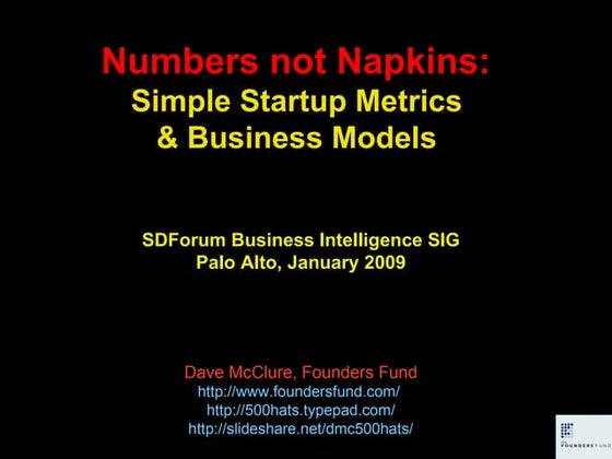 Numbers not Napkins: Simple Startup Metrics