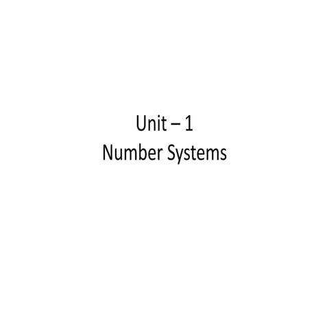 Digital System (DPSD) Number System and Conversions Unit 1 | PPT