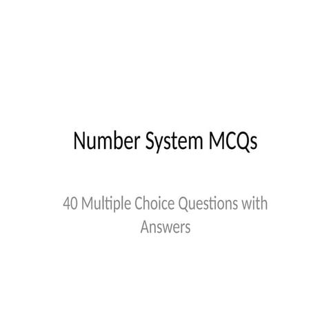 Comprehensive Number System MCQs with Answers for Math Learning | PPTX