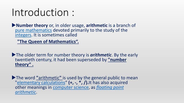 Number theory