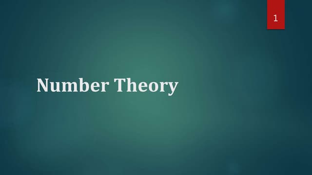 Number theory | PPTX