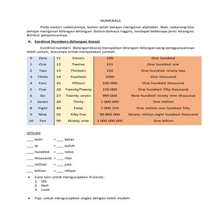 Numerals (ppt) | PPTX
