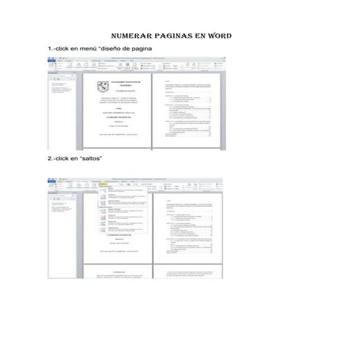 Numerar paginas en word 2010