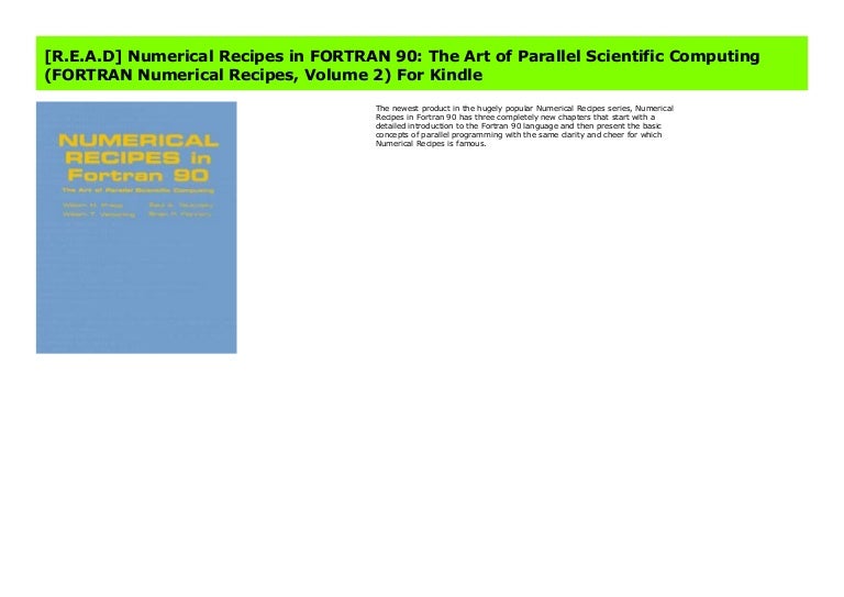 R E A D Numerical Recipes In Fortran 90 The Art Of Parallel Scient
