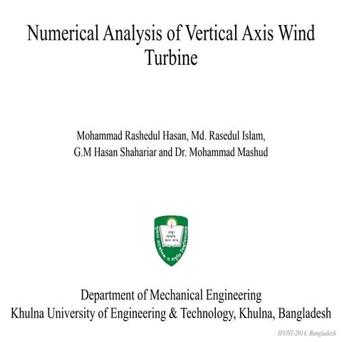 Numerical analysis of Vertical Axis Wind Turbine