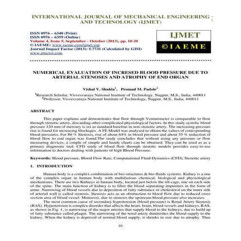 ANALYSIS OF FLOW CHARACTERISTICS OF THE BLOOD THROUGH CURVED ARTERY ...