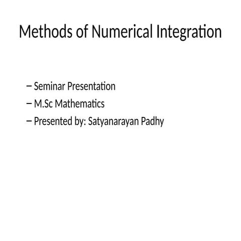 Comprehensive Seminar on Numerical Integration Methods and Applications ...