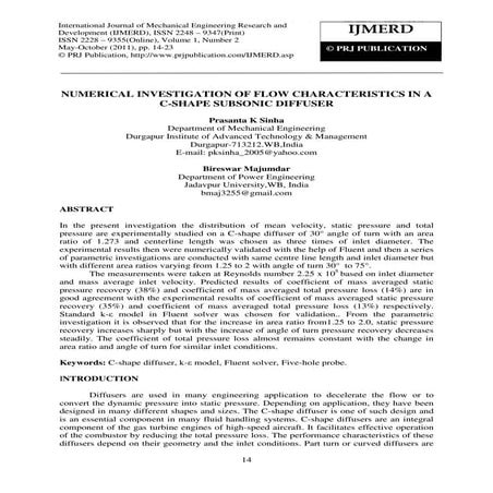 Numerical investigation of flow characteristics in a