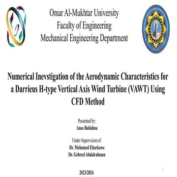 Numerical Investigation of the Aerodynamic Characteristics for a Darrieus H-t...