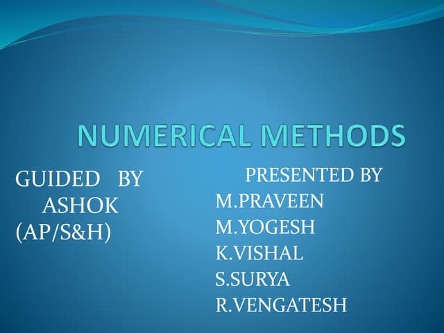 APPLICATION OF NUMERICAL METHODS IN SMALL SIZE