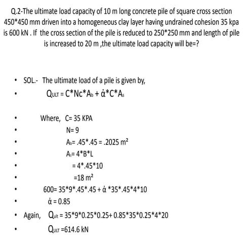 Numerical problem pile capacity (usefulsearch.org) (useful search)