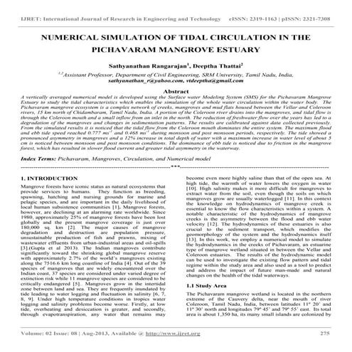 Numerical simulation of tidal circulation in the pichavaram mangrove estuary ...