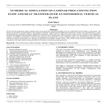 Numerical simulation on laminar free convection flow and heat transfer over a...