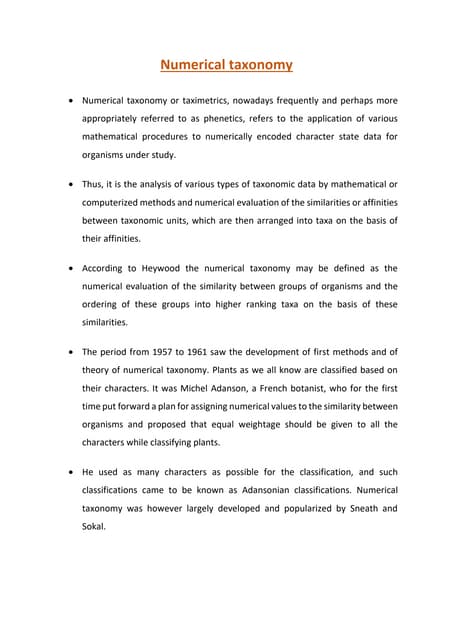Numerical taxonomy