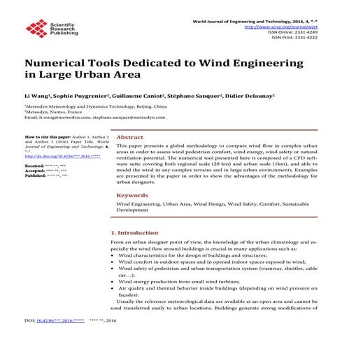 Numerical tools dedicated to wind engineering Meteodyn