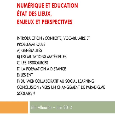 Numérique et éducation (décembre 2014)