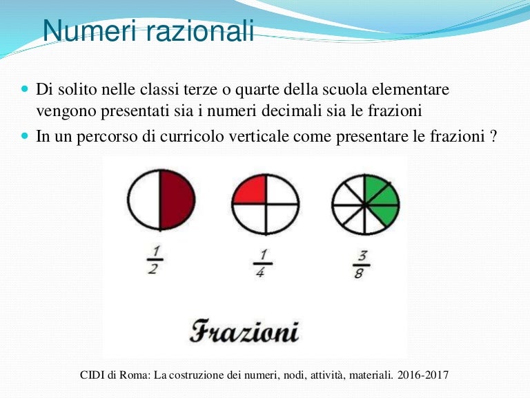 Il numero razionale nella scuola elementare Il numero razionale nella scuola elementare