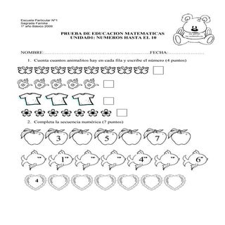 Numeros del 1 al 10 actividades