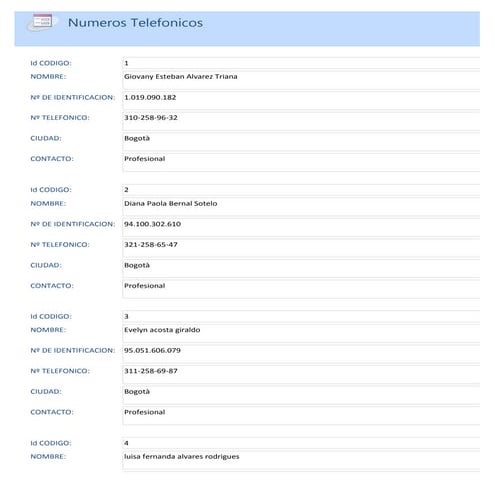 Numeros telefonicos..