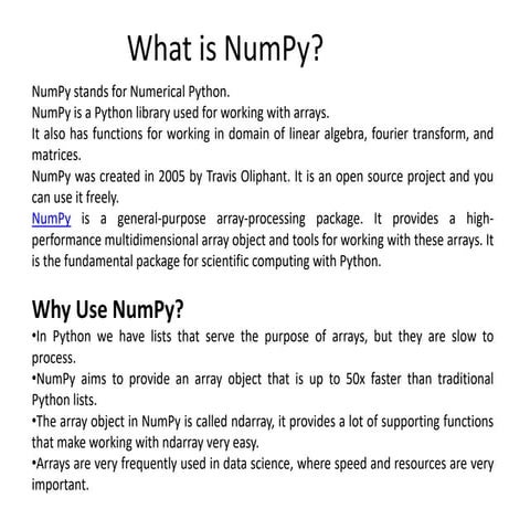 NumPy.pptx Bachelor of Computer Application | PPT