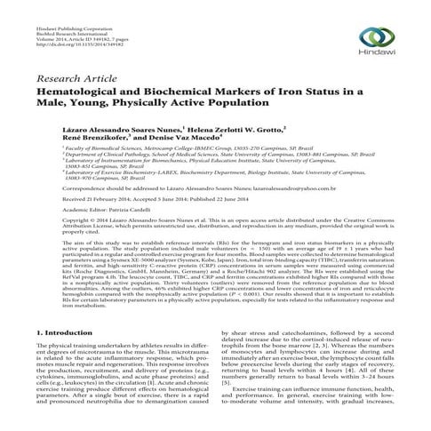 A comparative analysis of biochemical and hematological parameters in ...