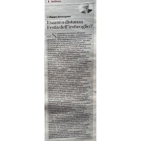 Esami a distanza. Severgnini. Corriere della sera.