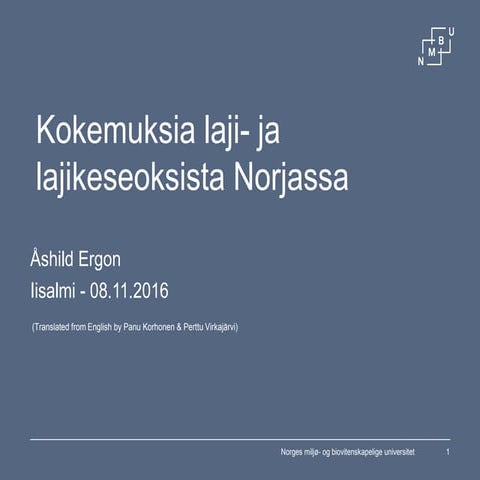 Åshild Ergon, Kohti parempia satoja –seminaari Iisalmessa 8.11.2016