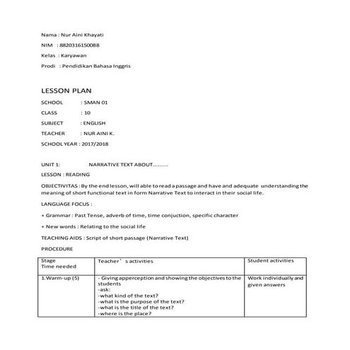Nur aini lesson plan reading