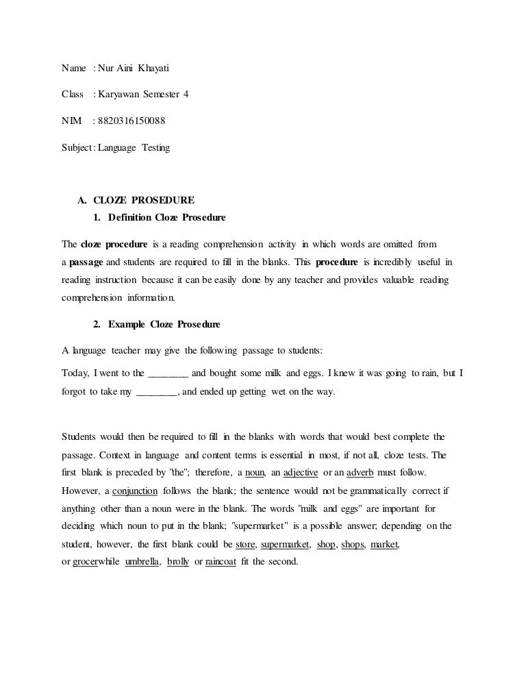Nur Aini Tugas Cloze Procedure