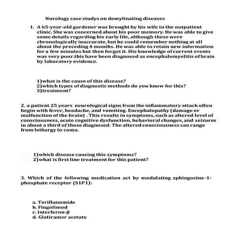 Multiple sclerosis case scenario study based | PPT
