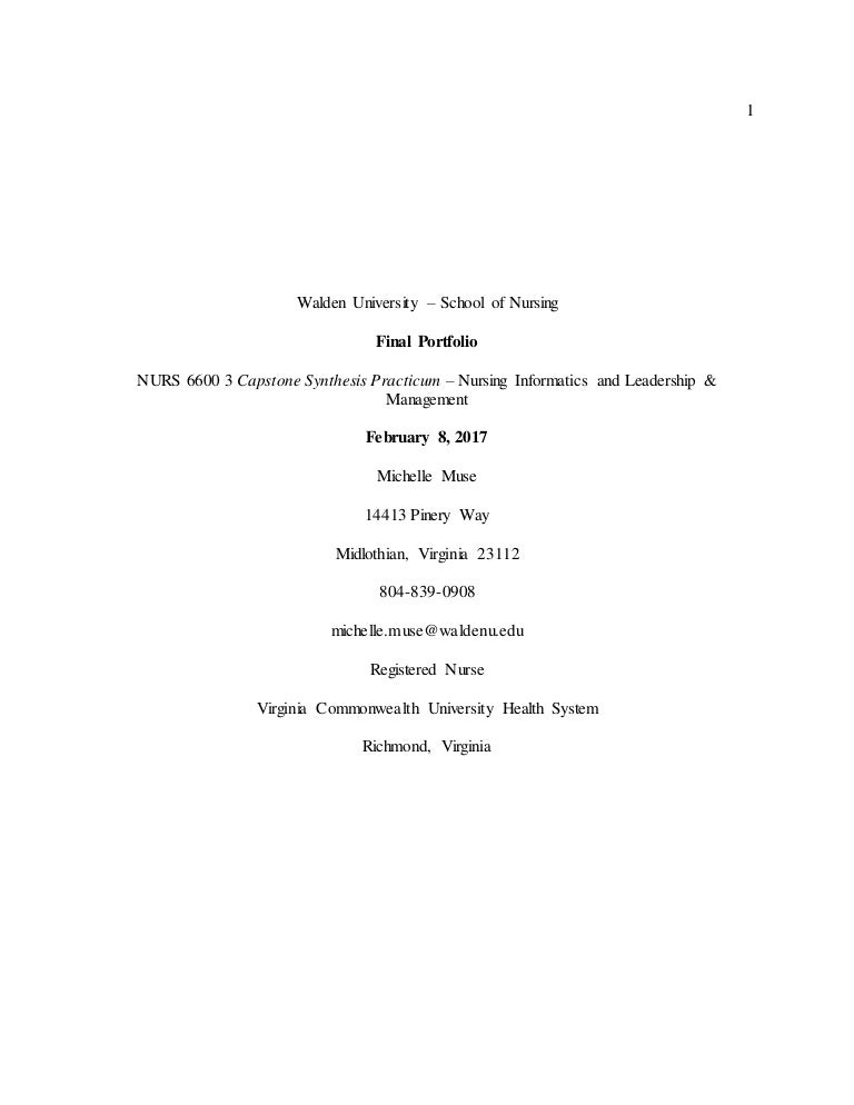 Nurs 6600 walden university final portfolio nursing informatics